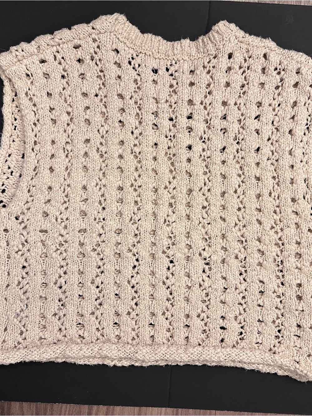 Sadie & Sage Cream Crochet Openwork Crew Neck Sweater